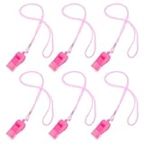 MOTHNUR 6 Stück Laute pinkfarbene Kunststofftrillerpfeifen mit Trageschlaufe und Mundstück klare 120 Dezibel Schiedsrichter und Rettungsschwimmerpfeifen für Fußballtrainer und