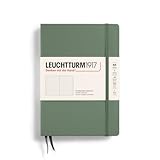 LEUCHTTURM1917 365489 Notizbuch Medium (A5), Hardcover, 251 nummerierte Seiten, Olive, dotted