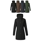 Covalliero - Damen Parka | Reitjacke mit Reitschlitz | warme Übergangsjacke mit hohem Kragen & 5 Taschen | wasserabweisende Winterjacke | Reitbekleidung in Black | Größe L