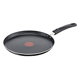 Tefal Easy Cook & Clean Crêpe-Pfanne 25 cm, Pancake Pfanne antihaftbeschichtet, Thermo-Signal bei idealer Brattemperatur, NICHT induktionsgeeignet, Pfannkuchen, Made in France, Schwarz, B5550933