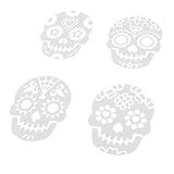 Homoyoyo 8 Stück Teiliges Tortendeko Halloween Hohl Schädel Design aus lebensmittelechtem Kunststoff Wiederverwendbar für Zuckerdekor Fondant Cupcakes Tortenzubehör für DIY Bäcker