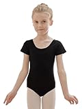 zffriction Ballettanzug Mädchen Ballettkleidung Kinder Ballett Trikot Turn-Leotards Gymnastik Turnanzug Trikot aus Baumwolle für Mädchen Damen(150,Schwarz)