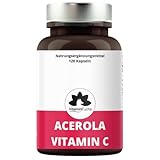 Acerola Vitamin C Kapseln - Natürliches Vitamin C hochdosiert unterstützt: Immunsystem Haut, Müdigkeit & Stress, Vegan von VitaminFuchs
