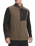 KUTOOK Leichte Weste Softshell Outdoor Weste Laufweste Ärmellose Jacke Herren Damen Winddichte Wasserdichte Laufweste Atmungsaktive für Radfahren Laufen Wandern Golf Alltag Braun XL