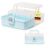 SYLANDO 27,5 cm Aufbewahrungsbox mit fächern, Sortierboxen, Nähkasten, Bastelkoffer leer, Medicine Organizer Box, Angelkoffer, Aufbewahrung for Kleinteile, Haargummi (Blau)