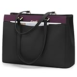 LOVEVOOK Aktentasche Damen 15,6 Zoll, Leicht Laptoptasche Arbeitstasche Handtasche Groß, Elegant Laptop Bag Business Shopper Tasche Lehrertasche Schultertasche Women für Uni Schule Büro, Schwarz
