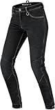 SHIMA DEVON Motorradjeans - Belüftete Elastische Slim Fit Biker Motorradhose mit FiberQL-Verstärkungen, CE Knie- und Hüftprotektoren (Damen, Schwarz, 32)