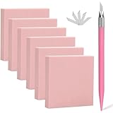 MVOSJFIE 6 Stück 2 X 2 Rosa Gravurblock Aus Gummi, Gravurwerkzeug zum Gravieren, Drucken, Stempeln, Basteln Aus Weichem Gummi, Langlebiges Quadrat