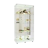 VixorLuilith Glasvitrine, vertikale Vitrine, Sammlervitrine für Sammlerstücke, Bücher, Wein, Büro, Wohnzimmer, Küche, 163,9x80,49x36,49 cm (Weiß)