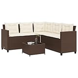 UJCHVHN Outdoor Möbel Gartensofa mit Tisch und Kissen L-Form Braun Poly RattanMöbel