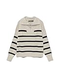 VERO MODA Damen VMSABA Stripe LS Highneck Blouse GA 10269246, Birch/Black, S