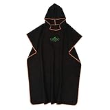 Badeponcho Mikrofaser Handtuch Poncho Schnelltrockend Bademantel Surfponcho Ultraleicht Handtuch Badetuch Poncho Schwimmbad Strand Umziehhilfe für Damen Herren 110X90CM (Schwarz)