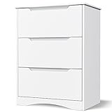 Bealife Kommode, 3-Schubladen-Kommode für Schlafzimmer, Weißer Schubladenschrank für Wohnzimmer, Schlafzimmer, Büro, 82 x 60 x 40 cm