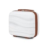 KONO Kosmetikkoffer Hartschale Klein Beautycase Damen Handgepäck, Polypropylen, 35.5x29.5x18.5cm (Weiß)