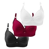 3Er Pack BH Damen Ohne Bügel Push Up Sport BH Set Sexy Starker Halt Bustier Vollschalen Seamless Bustier Weich Bequem BHS Mit Verstellbarem Klassische Bra Solid Color Unterwäsche Für Alltag