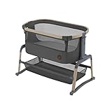 Maxi-Cosi Iora Air Beistellbett Baby, Co-Sleeper mit Allround-Netzgewebe, 0–6 Monate (9 kg), Schaukelmodus, 4 Neigungs- & 5 Höhenstufen, Leichtes Schieben, Leicht zu Tragen, 2 Räder, Beyond Graphite