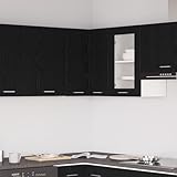 Eckschrank Schwarz-Eiche 57 x 57 x 60 cm aus Holzwerkstoff mit Zwei Türen, platzsparendes Eckdesign für Küchenstauraum, robuste Holzwerkstoff Konstruktion, Elegante Schwarze