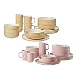 Ritzenhoff & Breker XXL Kombiservice Jasper für 8 Personen, Rosé & Vanille, Speiseteller ø 26 cm, Müslischale ø 14 cm, Suppenschale ø 19 cm, Kaffeebecher 285 ml, Steinzeug, Spülmaschinengeeignet