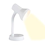 Brilliant Junior Tischlampe weiß – Schreibtischlampe mit Flexarm & Kippschalter – E27 Fassung, LED geeignet – moderne Leselampe