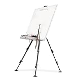 Walimex pro Staffelei L 50-165 cm, Leinwandstaffelei aus Aluminium inkl. Transporttasche, Feldstaffelei für Leinwand bis 122 cm, Leinwandstativ mit Ablage