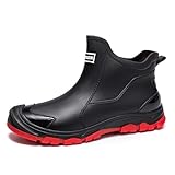 Gugifcto Gummistiefel Herren,Gummistiefel Damen Kurze,Halbhoch Stylische Boots Wasserdicht rutschfest Geeignet Regentag Rutschiger Boden Gartenschuhe Red43EU/45CN
