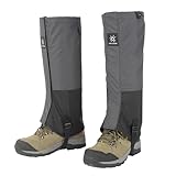 Mecmbj Gamaschen Wasserdicht, 2 Stück Verstellbare Gamaschen Wandern für Unisex, Atmungsaktive, Outdoor Beinschutz Wandergamaschen für Wandern, Bergsteigen, Skifahren(grau)
