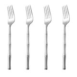 Silberne Tafelgabeln aus Edelstahl, 4 Stück, Besteckgabeln, spülmaschinenfest