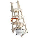 DELUKE Blumenleiter Holz TIMMI - 4 Stufen für Blumentöpfe | Pflanzentreppe Blumentreppe Tannenholz Leiterregal Pflanzen In- & Outdoor