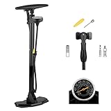 3min19sec Fahrradpumpe Pro - Standpumpe Stahl - Oben positioniertes Manometer - Luftpumpe fürs Fahrrad, MTB oder Rennrad mit Softgriff für alle Ventile - Hochdruck bis 11 bar 160 psi
