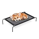 Relaxdays Hundeliege Outdoor, erhöhtes Hundebett bis 35 kg, HBT: 19x111x65 cm, Hunde Feldbett Garten & Camping, schwarz