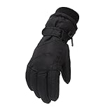 Skihandschuhe Kinder wasserdichte und Winddichte Schneehandschuhe für Junge/Mädchen Unisex Winterhandschuhe für Wintersport Skifahren Snowboard Reiten Laufen Wandern (Schwarz,M（7-11 Jahre）)