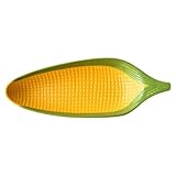 MOLUCKFU Keramik Servierplatte Maiskolbenform Klein Handbemalt Wiederverwendbar Snack und Dessertteller für Familienmahlzeiten