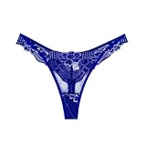 Générique Sexy erotische Damen-Unterhose aus floraler Spitze, bequem, atmungsaktiv, schlankes Design, den ganzen Tag zu tragen, blau, Small