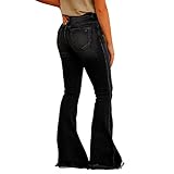 Jeggings Damen High Waist Zerrissene Schlagjeans für Damen Gewaschene Vintage-Jeans Jeans Damen High Waist Stretch Ankle Jeans Damen (Black, XXL)