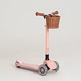 MomnLittle Tretroller mit Korb für Kinder im Alter von 3–10 Jahren (Rosa) 3 Räder mit LED-Leuchträdern, CPSC-zertifiziert, faltbar und 4 höhenverstellbare Kleinkind-Roller für Jungen und Mädchen