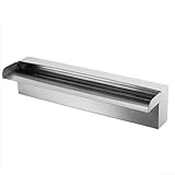 Eawfgtuw Wasserfallbrunnen für Gartenpool, Edelstahl, 37 x 20 x 20 cm, breites Auslauf-Design, Outdoor-Wasserspiel, Landschaftsdekoration, entspannendes Ambiente, Weiß (30 cm)
