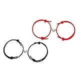 ANDRESLAD 2 Paar Armbänder für Paare Dekorative Handgelenkketten in Rot und Schwarz Modischer Schmuck für Liebende Geschenk zum Valentinstag und Alltag
