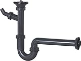 Cornat Rezyklat Röhren-Geruchsverschluss für Waschtische - 1 1/4 Zoll x 32 mm - Mit Geräteanschluss & Ablaufventil - Hergestellt aus recycelten Kunststoffen - Made in Germany Qualität / T317416R