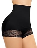 Werkiss Damen Shapewear Bauchweg Unterhose Hoher Taille Spitze Miederhose Bauch Weg Unterwäsche Bauchkontrolle Miederpant Figurenformend Miederslips Body Shaper(#2 Schwarz-hohe Taille, 2XL)