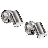ledscom.de 2 Stück Wandspot WAIKA, einflammig, mit Schalter, GU10, chrom matt, inkl. GU10 LED Lampe (warmweiß, 6,826W, 630lm, 100°)