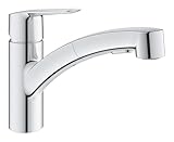GROHE Start - Küchenarmatur mit 2 Strahlarten (einfaches Umschalten zwischen Mousseur und Brausestrahl, herausziehbare Brause, 90 Grad schwenkbar), chrom, 30531001