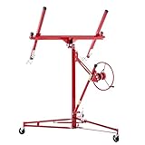Jaxilyn XXL Plattenheber Traglast bis 68 kg Arbeitshöhe 140-350 cm Max. Breite 2,90 m, 1-Mann-Bedienung Trockenbau Montagehilfe Mit 3 Bremse-Rädern für Innenausbau Rot