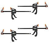 Rexxer 4er Set Einhandzwingen & Schnellspannzwingen zum Klemmen & Spannen 600 mm x 63 mm | Schraubzwingen für Holzarbeiten, Handwerk | Spannweite: 600 mm