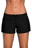 Yavero Badeshorts Damen - Badehose Damen - Schwimmshorts Frauen - UV Schutz Schwimmhose Kurze Locker Boardshorts für Strand Surf Beach, Schwarz 42-44=Etikettgr.L