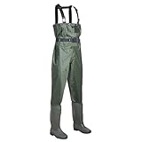 HWJFDC Wathose Angeln Wader Hosen Overalls Mit Stiefel Set Erwachsene Männer Frauen Brust-Länge Jagd Reis Umpflanzen wasserdichte Anzug(B Green,40)