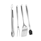 CIYODO 4 Teiliges BBQ Grillzubehör Set Aus Edelstahl Professioneller Grillspatel Und Praktische Grillzange Perfekte Grillutensilien Für Das BBQ Erlebnis Zu Hause Oder Im Freien