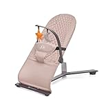 Kinderkraft Babywippe MIMI, Spielbügel mit 2 Spielzeuge, verstellbare Rückenlehne, Weiches Material, Minimalistische Skandinavisches Design, Zusammenklappbar, Beige