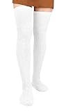 Moon Wood Overknees Strümpfe Damen Extra Lange Thigh High Socks Soft Warme Überkniestrümpfe Damen Baumwolle Strick Oberschenkelsocken Weiß