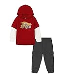 Kids Headquarters Jungen 2pc Fleece Jogger Hosen-Set, Red Dahlia/Vanilla Ice/Stealth Heather, 6 (2er Pack)