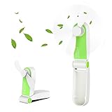 Hianjoo USB Mini Handventilator, Tragbarer Wiederaufladbar Handventilator und Standbar Faltbarer Lüfter für Zuhause Outdoor und Büro [2 Geschwindigkeit Einstellbar] - Grün